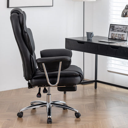 Bonded Leather 360Â° Swivel Ergonomic High Back Office Recliner with Lumbar Support, Footrest, Adjustable Height