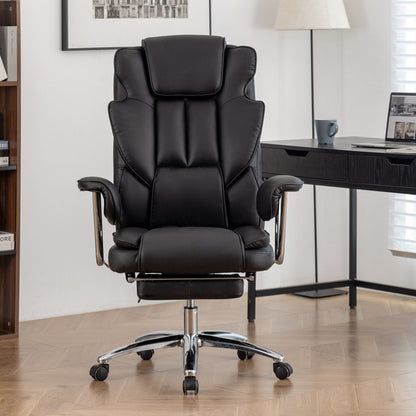 Bonded Leather 360Â° Swivel Ergonomic High Back Office Recliner with Lumbar Support, Footrest, Adjustable Height