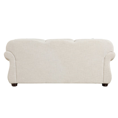 Boro Sofa with 4 Accent Pillows 85 Inch, Plush Beige Fabric
