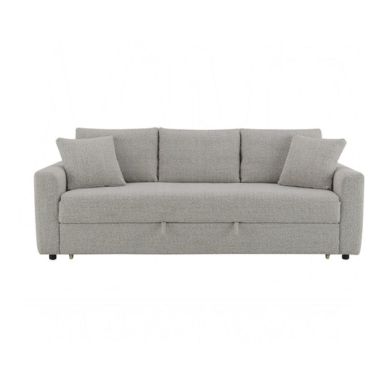 Boucle Fabric Upholstered Sofa with Pull-Out Sleeper Design in Gray