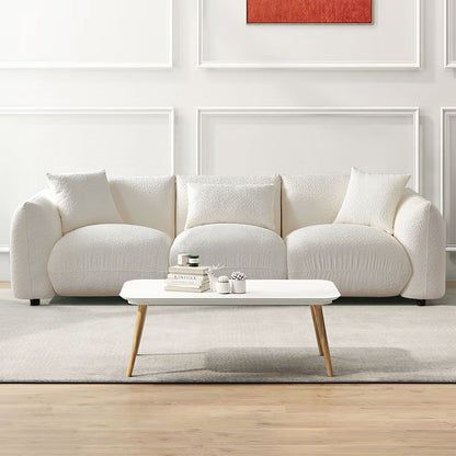 Boucle Upholstered 3-seater Sofa with Pillows