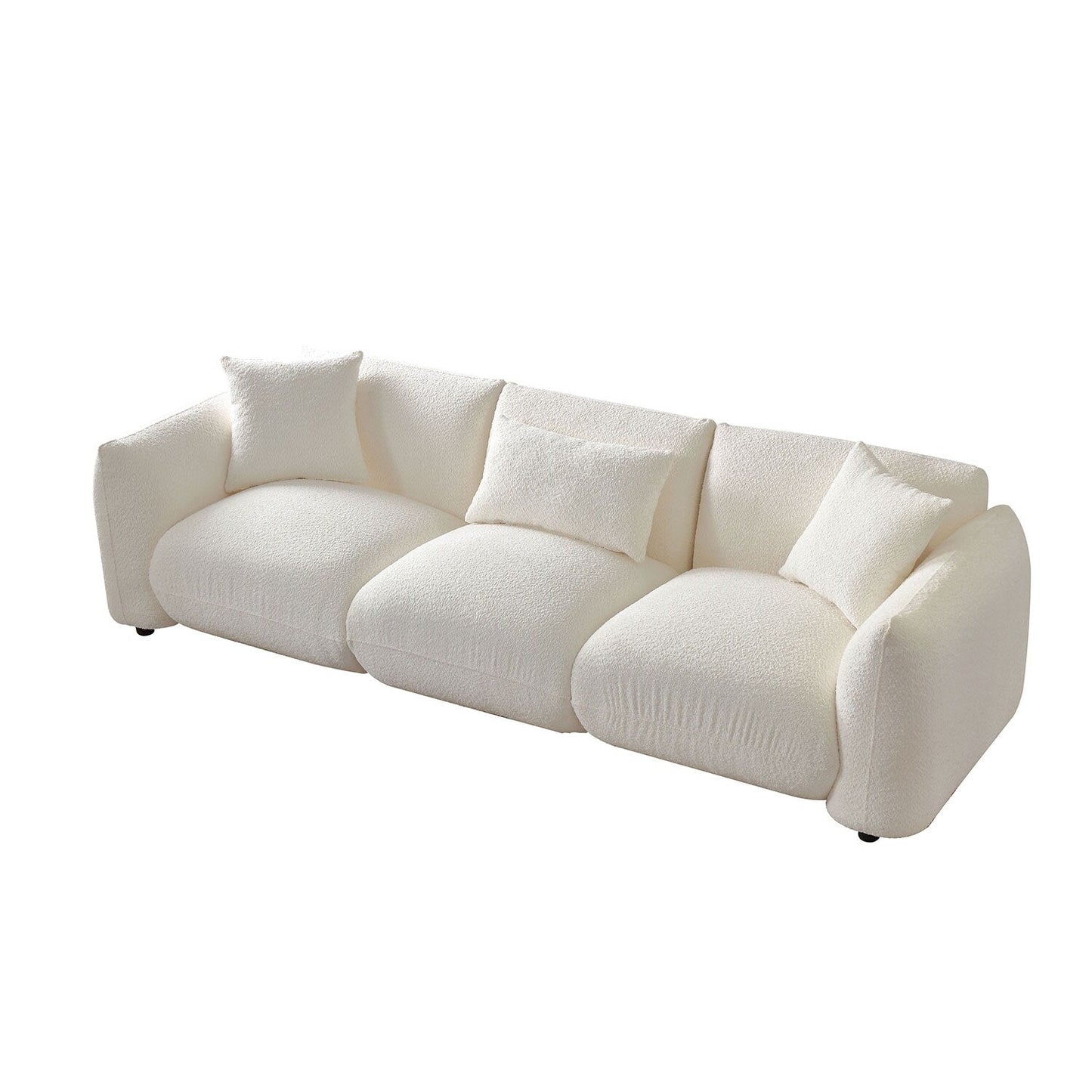 Boucle Upholstered 3-seater Sofa with Pillows