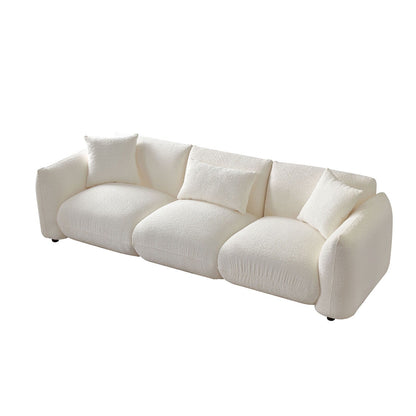 Boucle Upholstered 3-seater Sofa with Pillows