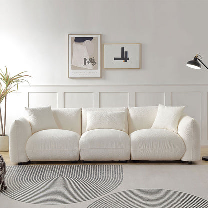 Boucle Upholstered 3-seater Sofa with Pillows