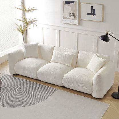 Boucle Upholstered 3-seater Sofa with Pillows