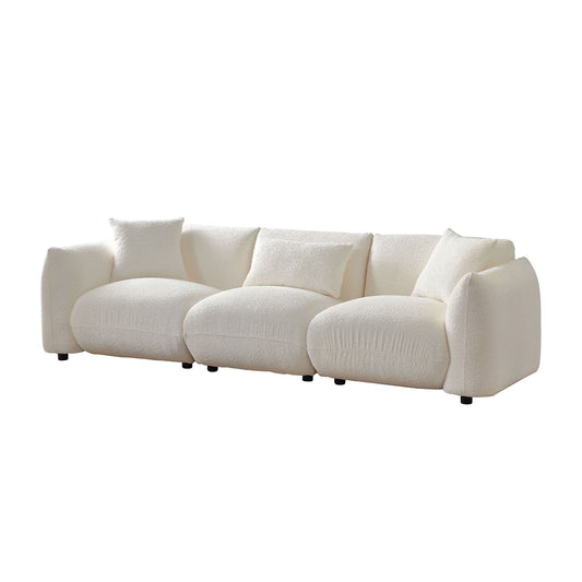 Boucle Upholstered 3-seater Sofa with Pillows
