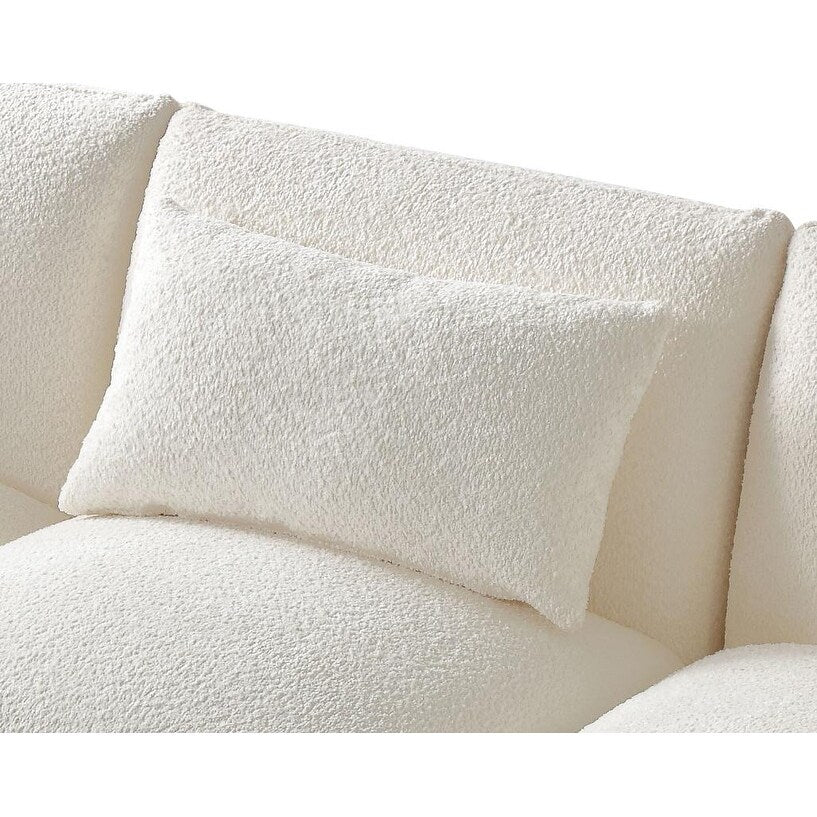 Boucle Upholstered 3-seater Sofa with Pillows