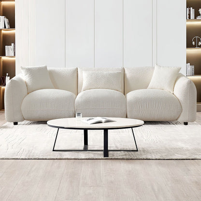 Boucle Upholstered 3-seater Sofa with Pillows