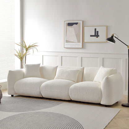 Boucle Upholstered 3-seater Sofa with Pillows
