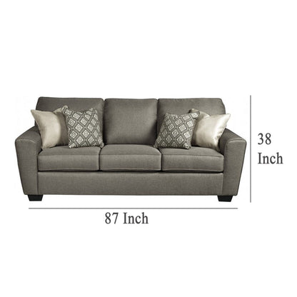 Bowen Sofa, Brown Polyester, 4 Decorative Accent Pillows, 87 Inch
