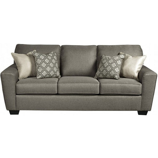 Bowen Sofa, Brown Polyester, 4 Decorative Accent Pillows, 87 Inch