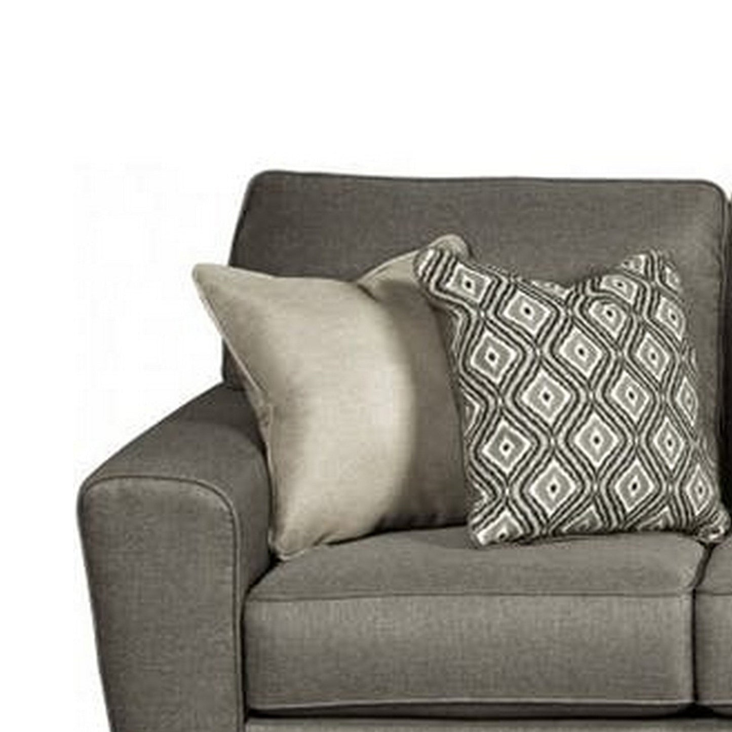 Bowen Sofa, Brown Polyester, 4 Decorative Accent Pillows, 87 Inch