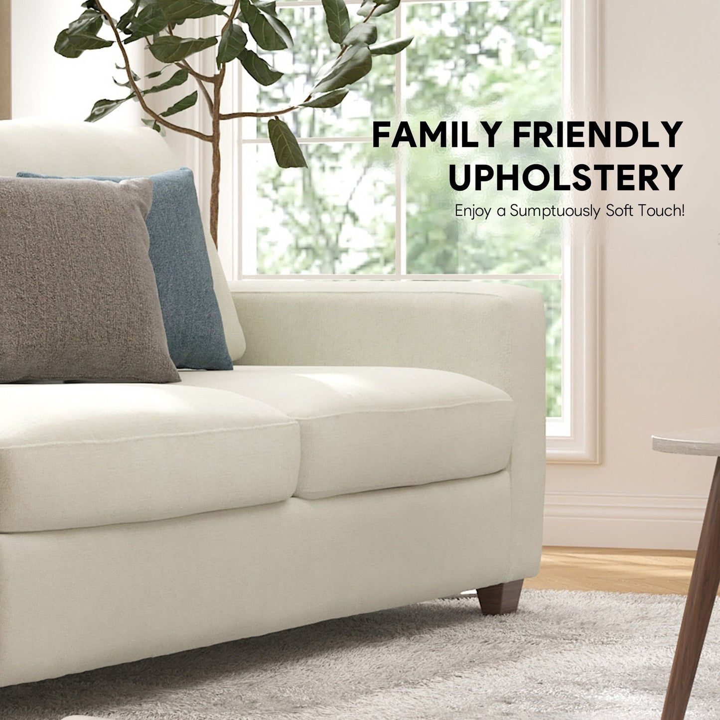 CO-Z 86.6 Upholstered Sofa Couch for Living Room 3-Seater Sofa