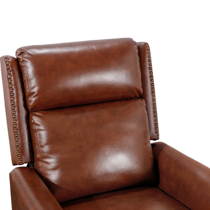 Genuine Leather Push Back Adjustable Recliner with Comfortable Arms for Living Room Chair
