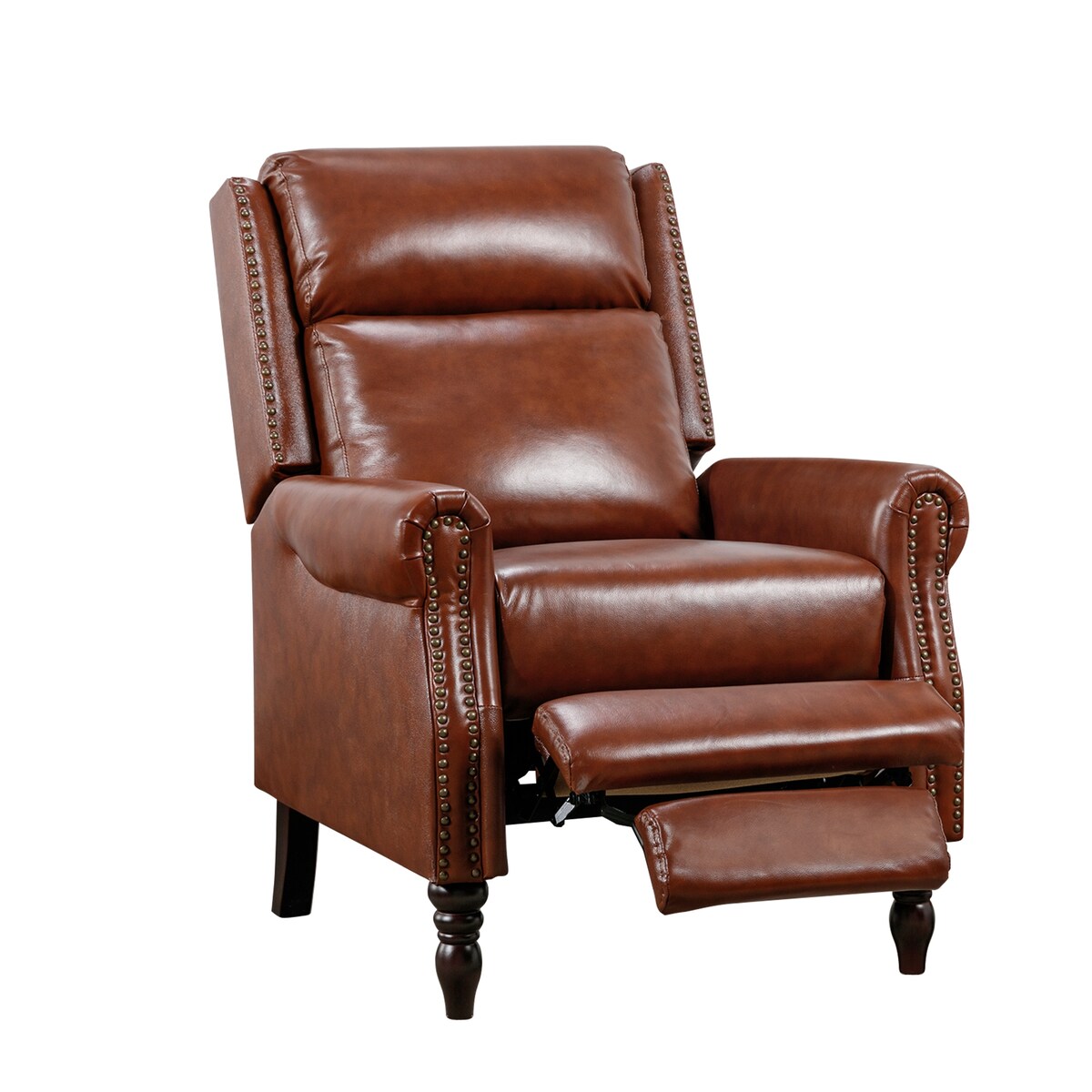 Genuine Leather Push Back Adjustable Recliner with Comfortable Arms for Living Room Chair