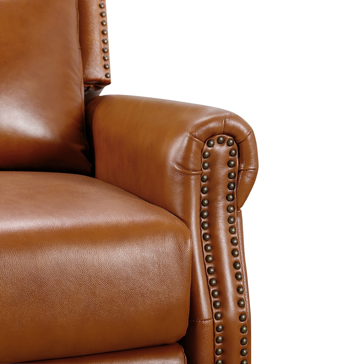 Genuine Leather Push Back Adjustable Recliner with Comfortable Arms for Living Room Chair