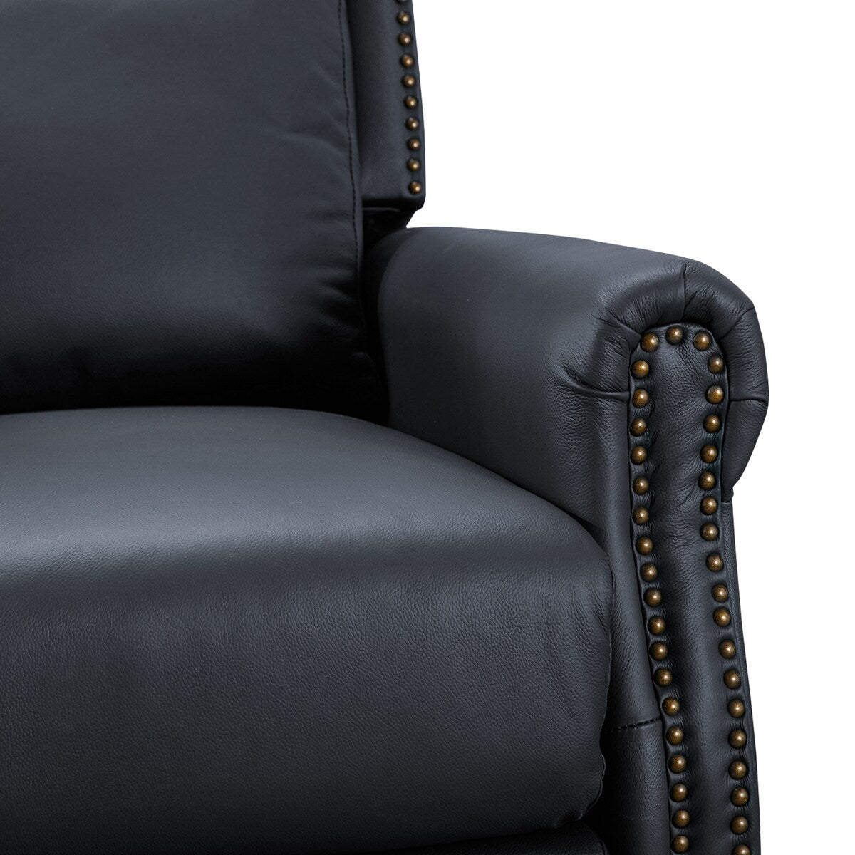 Genuine Leather Push Back Adjustable Recliner with Comfortable Arms for Living Room Chair