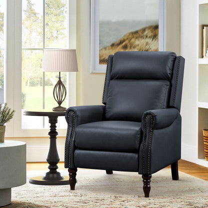 Genuine Leather Push Back Adjustable Recliner with Comfortable Arms for Living Room Chair