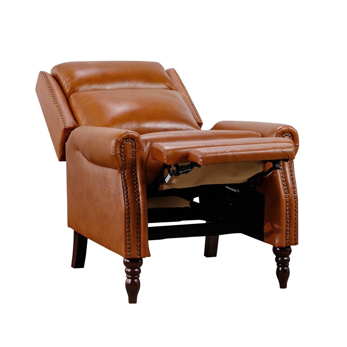 Genuine Leather Push Back Adjustable Recliner with Comfortable Arms for Living Room Chair