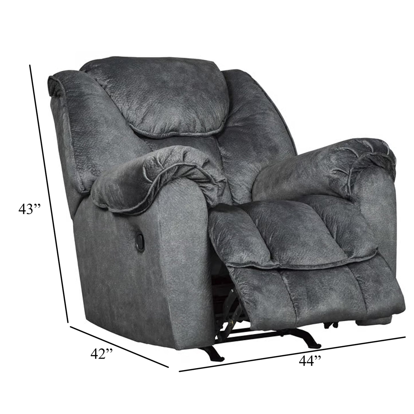 Capen Manual Rocker Recliner Chair, Cushioned Granite Gray Polyester