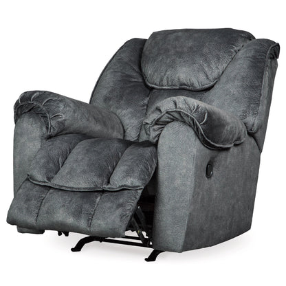 Capen Manual Rocker Recliner Chair, Cushioned Granite Gray Polyester