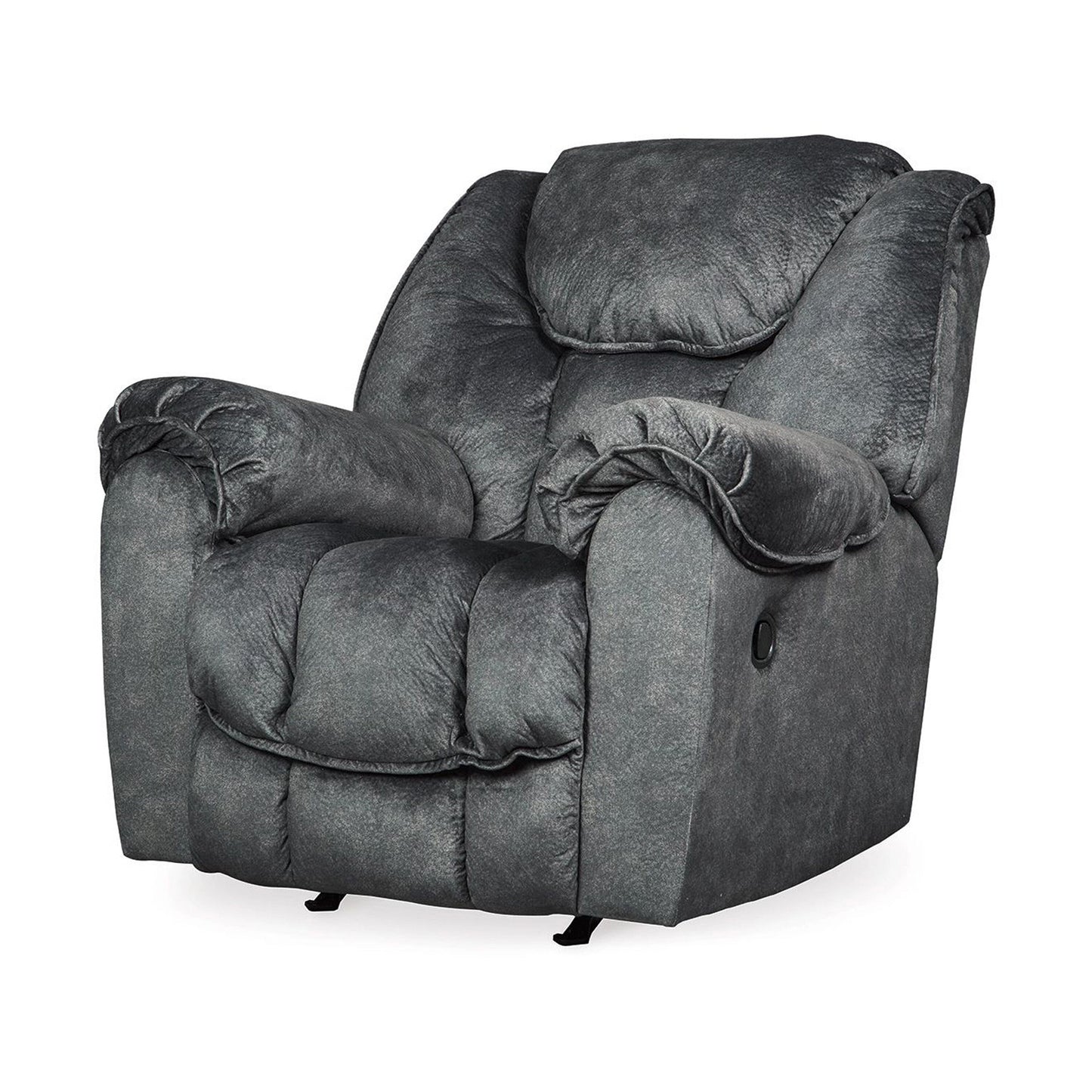 Capen Manual Rocker Recliner Chair, Cushioned Granite Gray Polyester