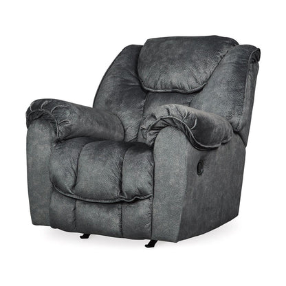 Capen Manual Rocker Recliner Chair, Cushioned Granite Gray Polyester