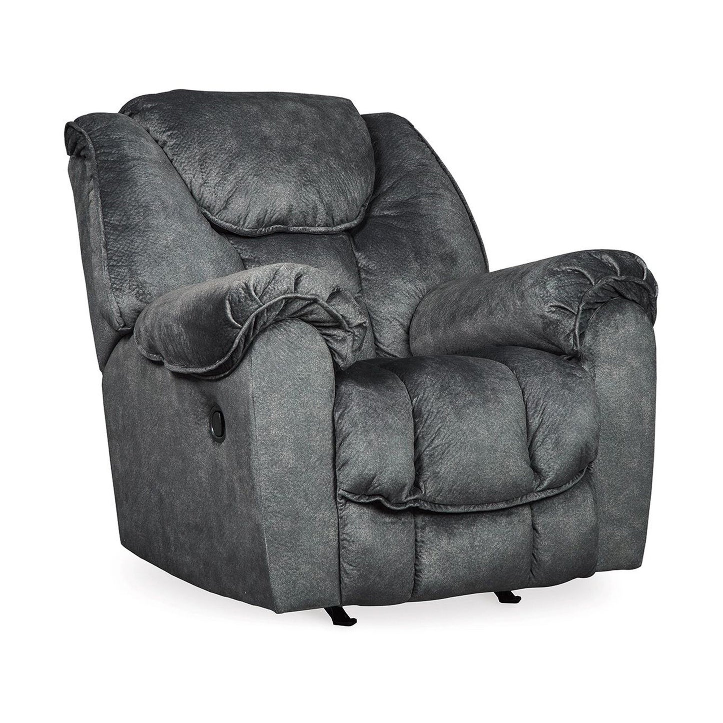 Capen Manual Rocker Recliner Chair, Cushioned Granite Gray Polyester
