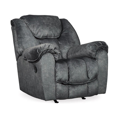 Capen Manual Rocker Recliner Chair, Cushioned Granite Gray Polyester