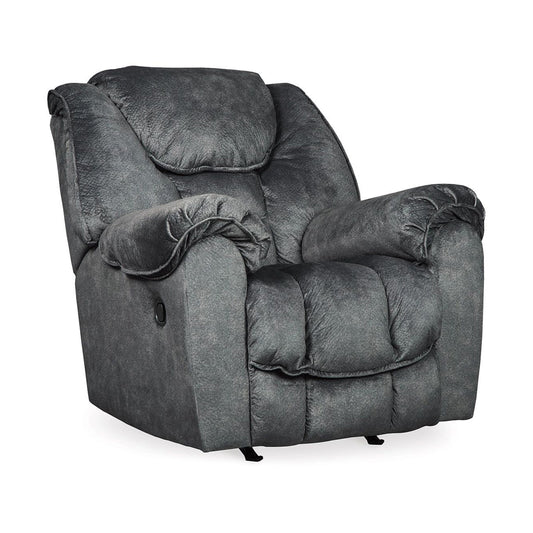 Capen Manual Rocker Recliner Chair, Cushioned Granite Gray Polyester