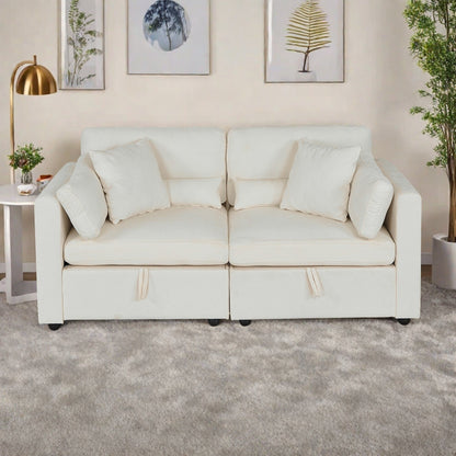 Chenille 2-Seater Sofa with Solid Wood Feet Support, and Rustproof Hardware Feet