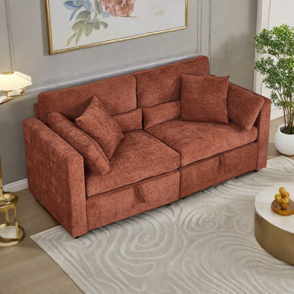 Chenille 2-Seater Sofa with Solid Wood Feet Support, and Rustproof Hardware Feet