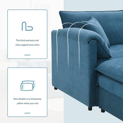 Chenille Modular Sectional Sofa,U Shaped Cloud Couch Set With Double Cushions,6 Seat Sofa With Movable Ottomans