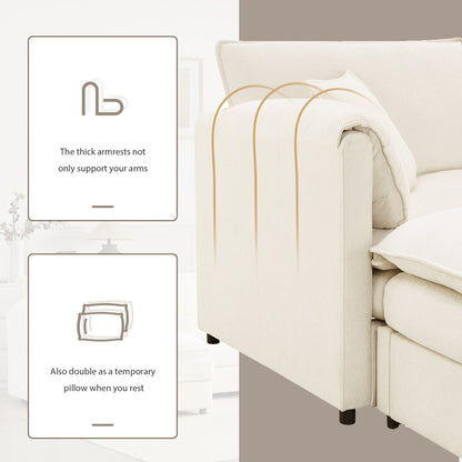 Chenille Modular Sectional Sofa,U Shaped Cloud Couch Set With Double Cushions,6 Seat Sofa With Movable Ottomans