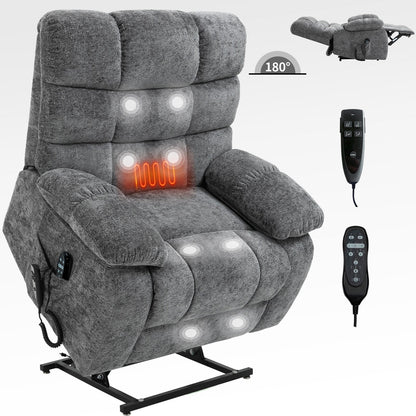 Chenille Oversized Power Lift Recliner Chair with Dual Motor & Heat