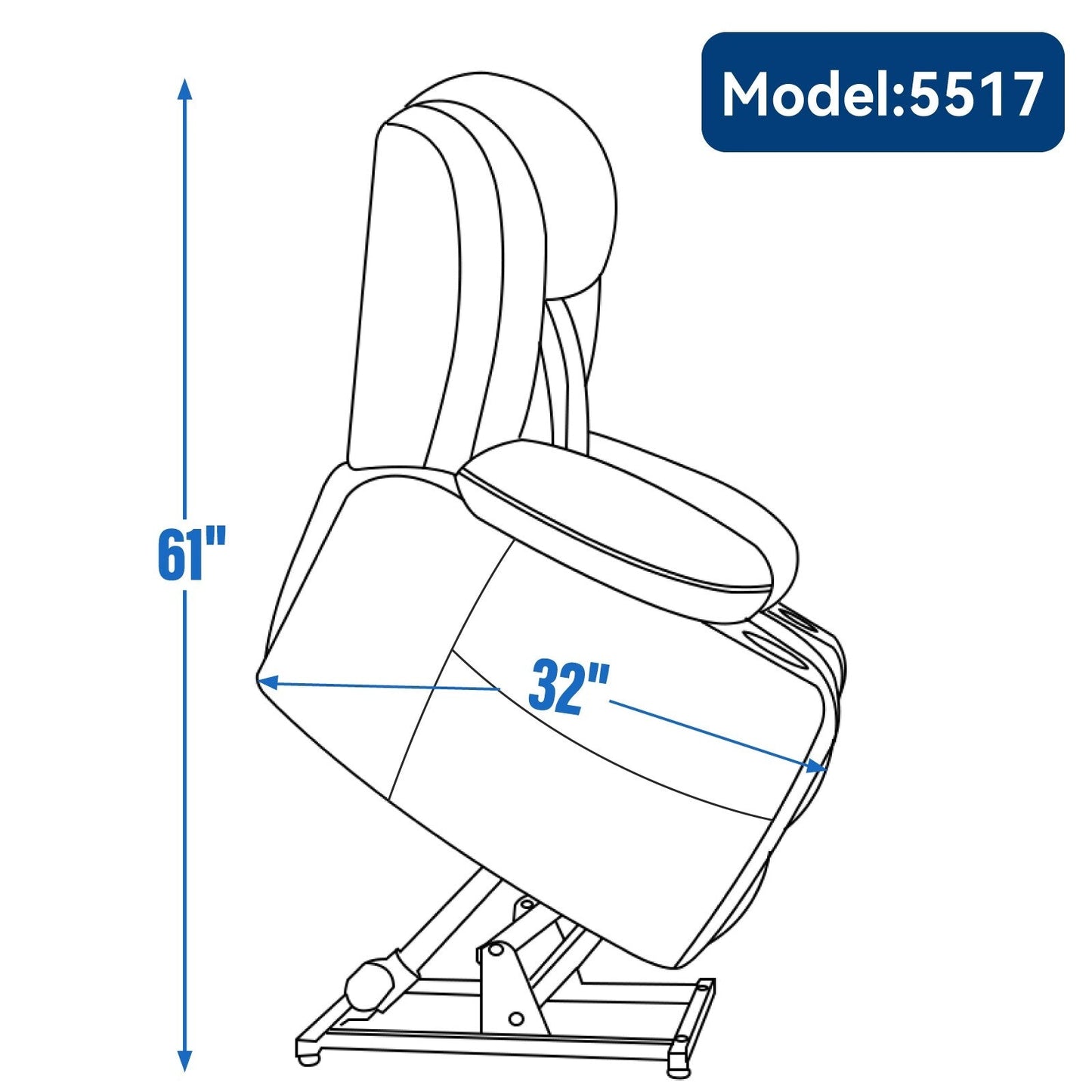 Chenille Power Lift Recliner 8 Point Vibration Massage Chair with Waist Heating, USB Ports and Stainless Steel Cup Holder