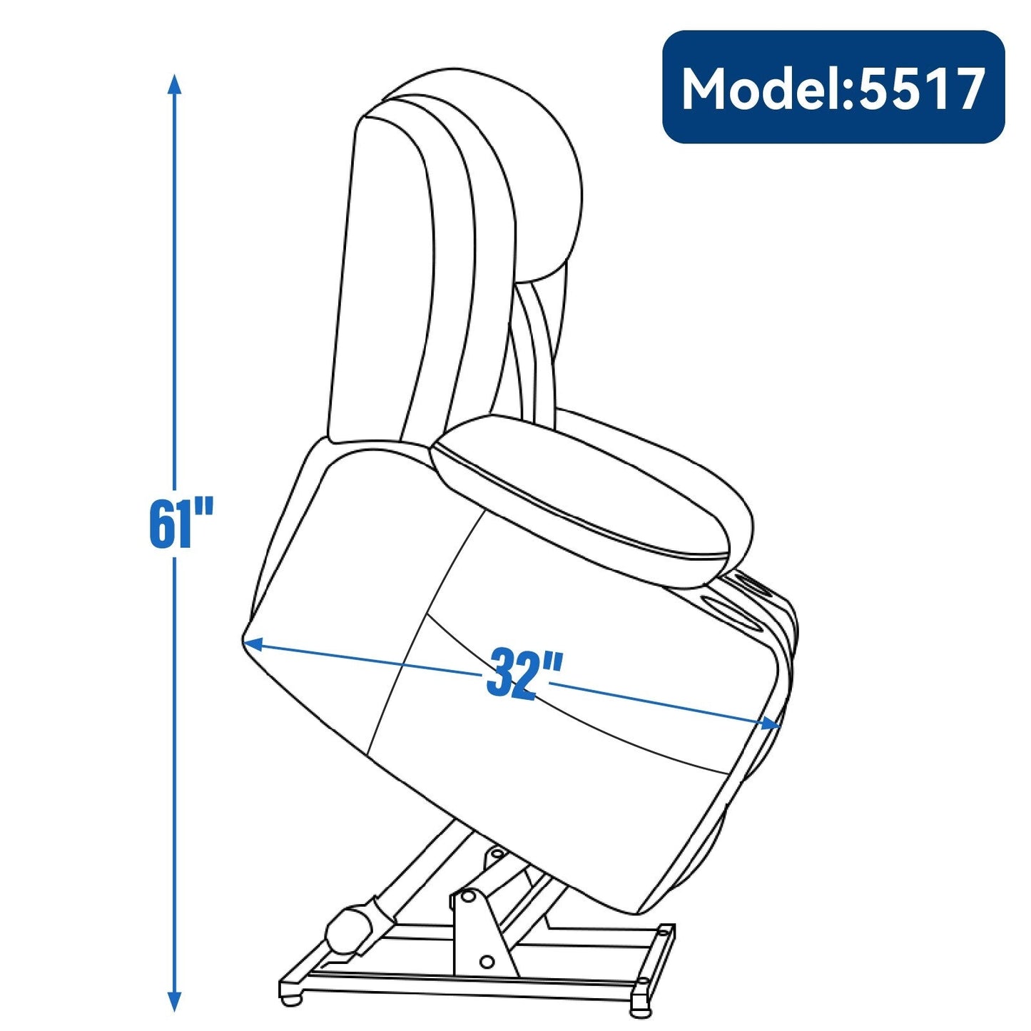 Chenille Power Lift Recliner 8 Point Vibration Massage Chair with Waist Heating, USB Ports and Stainless Steel Cup Holder