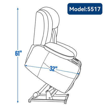 Chenille Power Lift Recliner 8 Point Vibration Massage Chair with Waist Heating, USB Ports and Stainless Steel Cup Holder