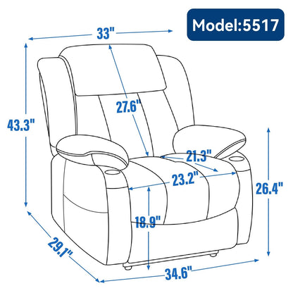 Chenille Power Lift Recliner 8 Point Vibration Massage Chair with Waist Heating, USB Ports and Stainless Steel Cup Holder