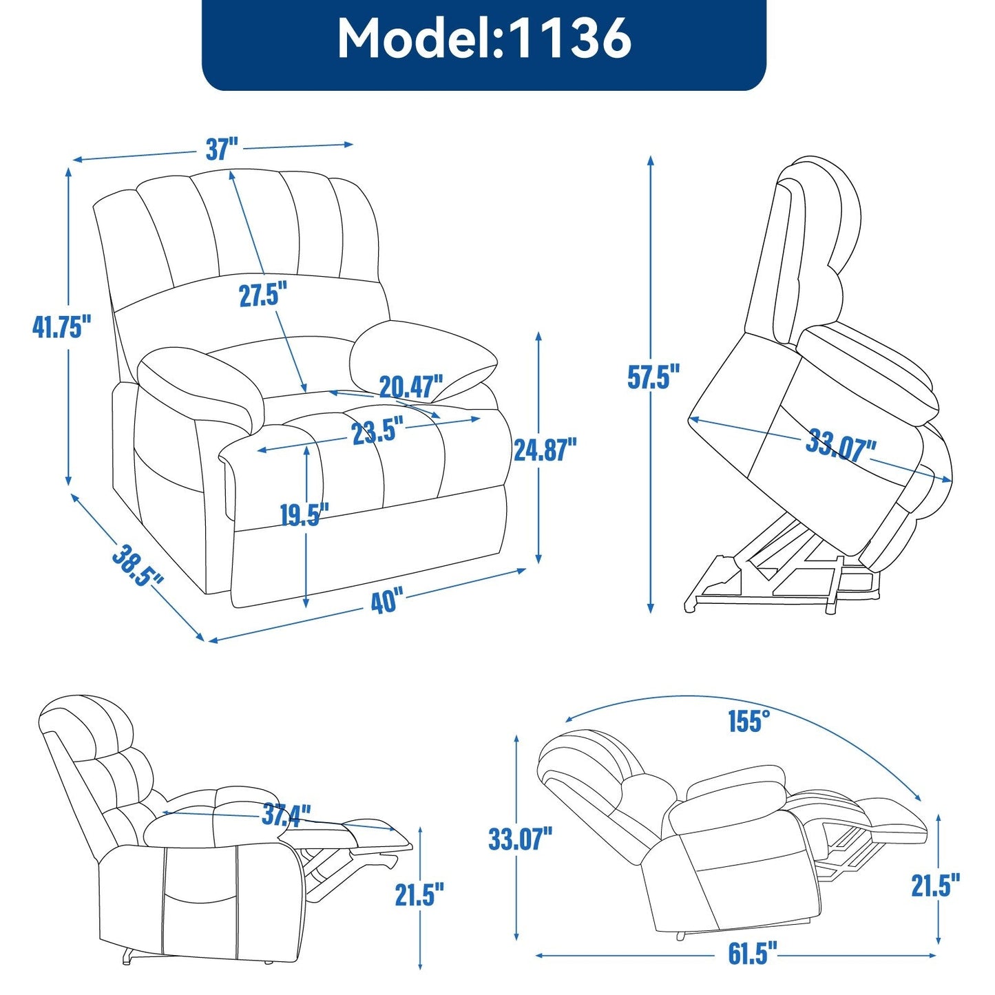 Chenille Power Lift Recliner Chair