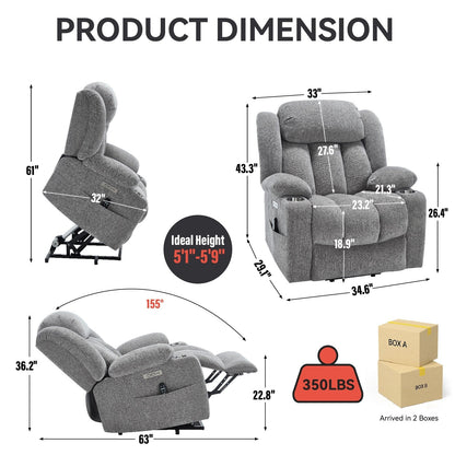 Chenille Power Lift Recliner Chair