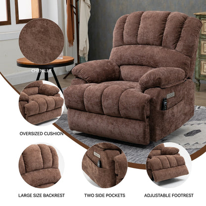 Chenille Power Lift Recliner with Massage Heat, USB,Max 155Â° Reclining
