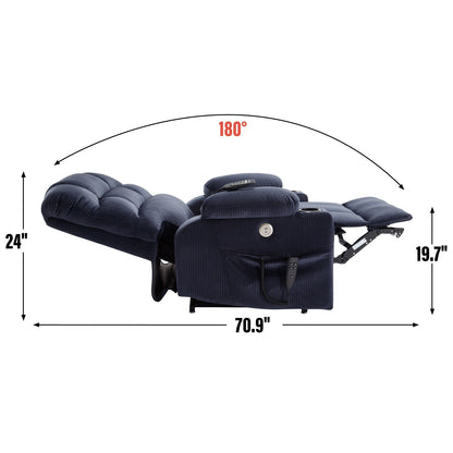 Chenille Power Lift Recliner with Massage, Heating & Cup Holders