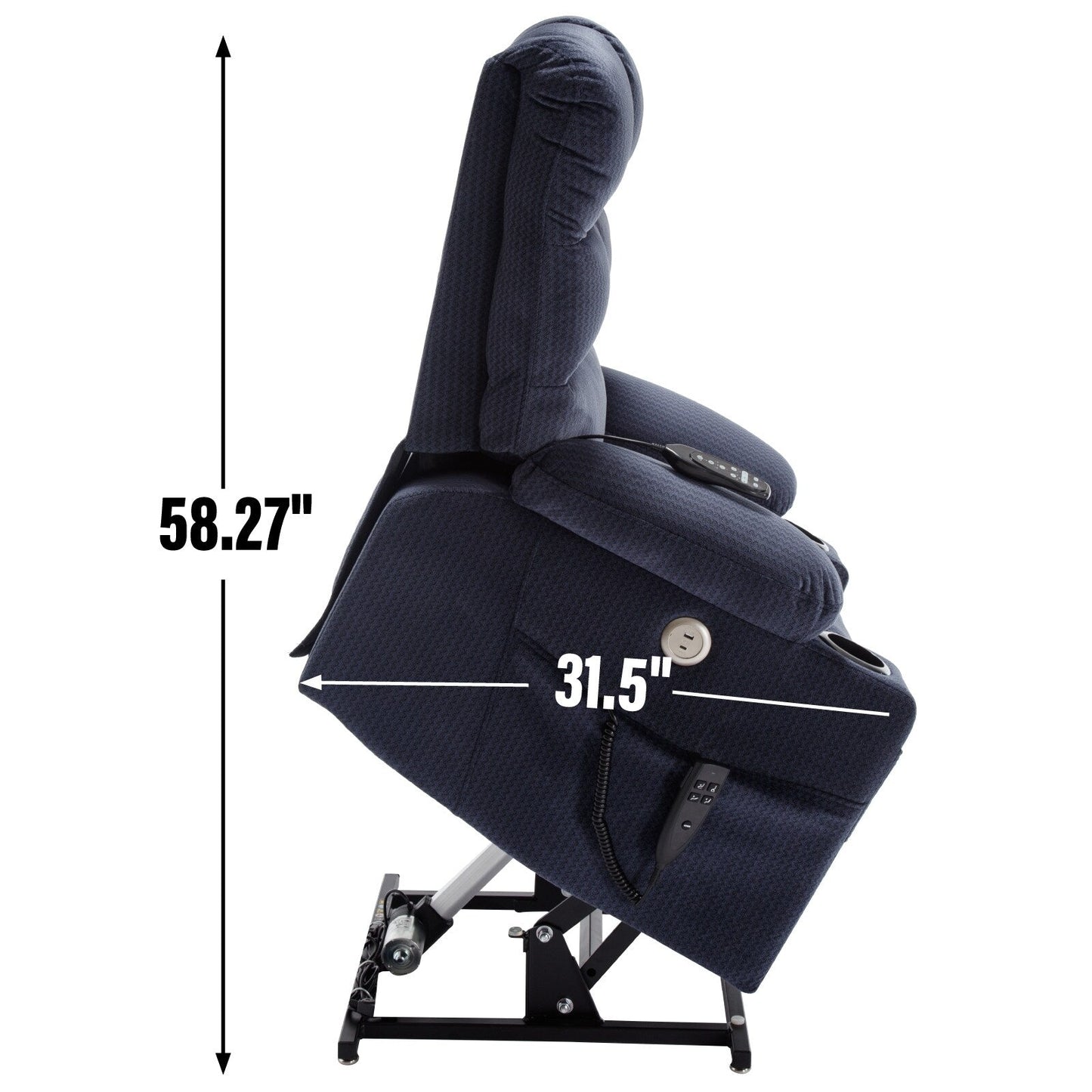 Chenille Power Lift Recliner with Massage, Heating & Cup Holders