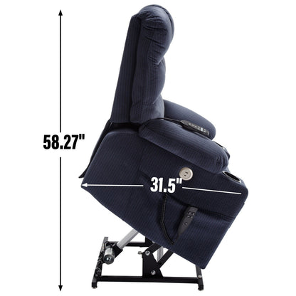 Chenille Power Lift Recliner with Massage, Heating & Cup Holders