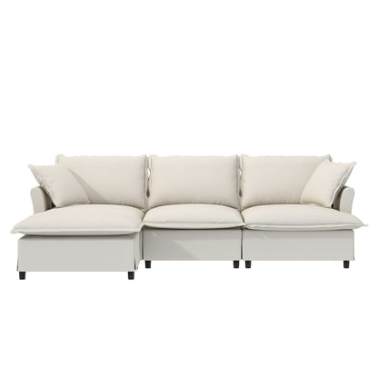 Chenille Sectional Sofa With Ottoman,L Shaped Cloud Couch Set With Throw Pillows,Free Combination,4 Seat Modular Upholstered