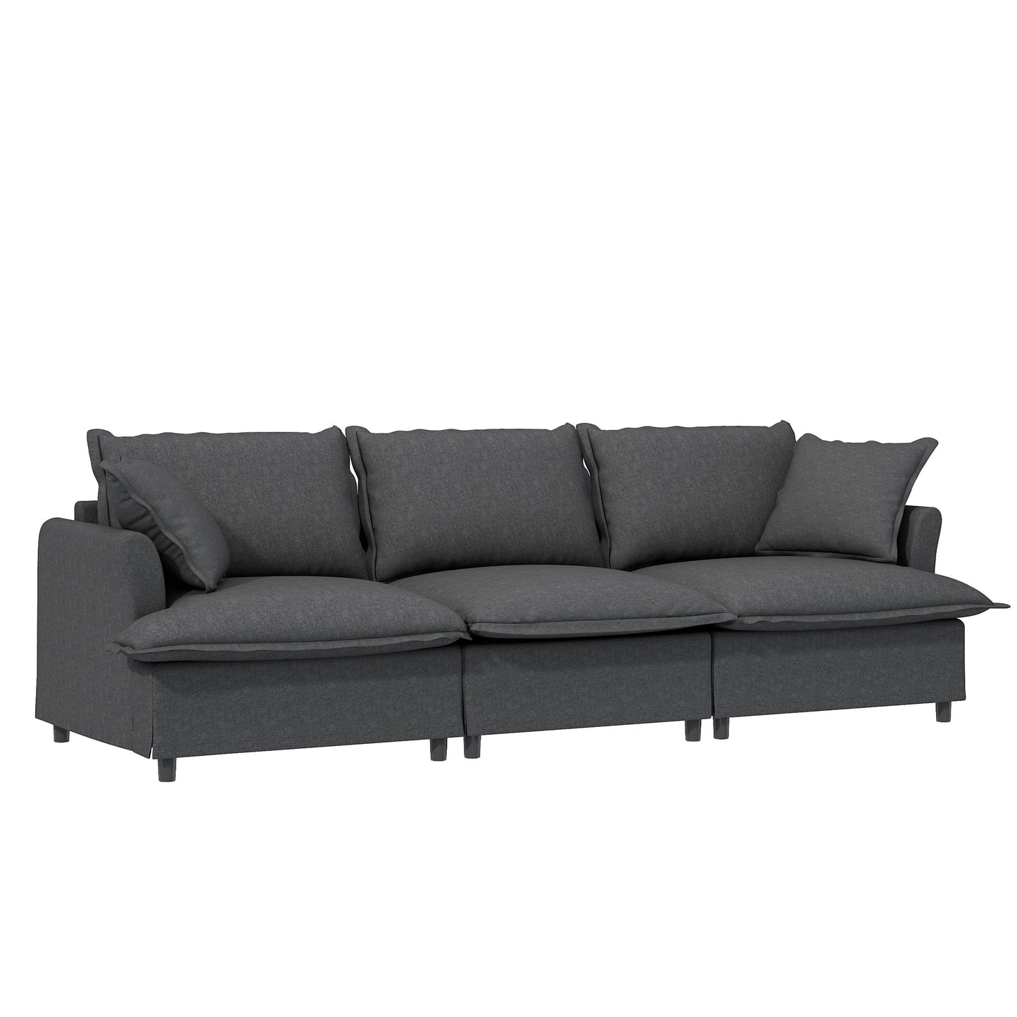 Chenille Sectional Sofa With Ottoman,U Shaped Cloud Sleeper Couch Set With Pillows,Free Combination,5 Seat Modular Upholstered