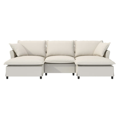 Chenille Sectional Sofa With Ottoman,U Shaped Cloud Sleeper Couch Set With Pillows,Free Combination,5 Seat Modular Upholstered
