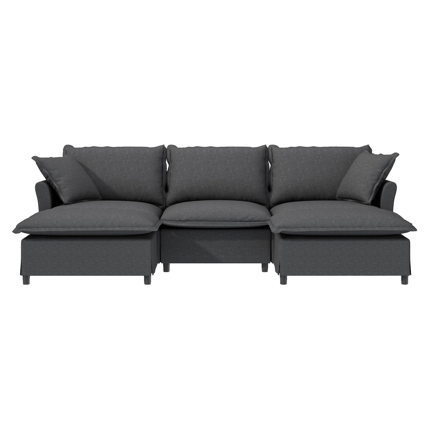 Chenille Sectional Sofa With Ottoman,U Shaped Cloud Sleeper Couch Set With Pillows,Free Combination,5 Seat Modular Upholstered