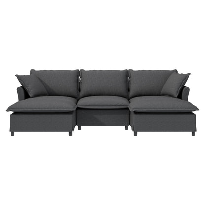 Chenille Sectional Sofa With Ottoman,U Shaped Cloud Sleeper Couch Set With Pillows,Free Combination,5 Seat Modular Upholstered